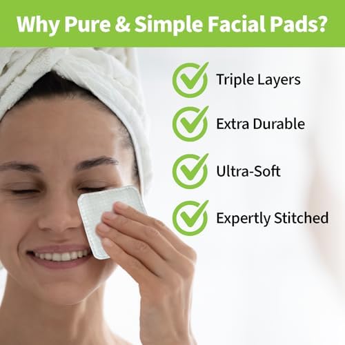 ForPro Pure & Simple XL Facial Pads, 60ct, 3"x3", Vegan & Cruelty-Free