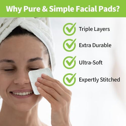 ForPro Pure & Simple XL Facial Pads, 60ct, 3"x3", Vegan & Cruelty-Free