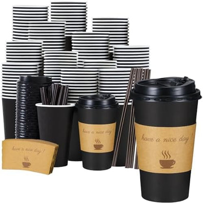 Lamosi 16 oz Coffee Cups 50 Pack, Disposable To Go Paper Cups with Lid