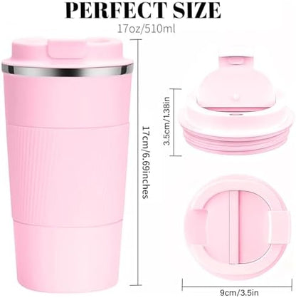 Insulated Travel Coffee Mug, Stainless Steel Coffee Cup with Leakproof Lid
