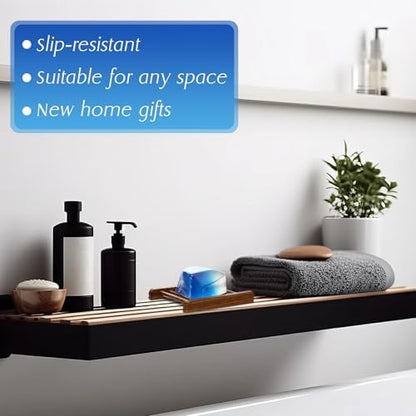 Sawysine 50 Pcs Bamboo Soap Holder Self Draining,Charcoal Color