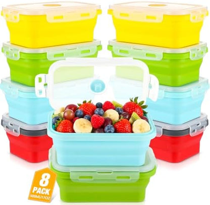 Mifoci 8 Sets of Silicone Collapsible Bowls, Candy Color, 17 Oz/ 500 ml