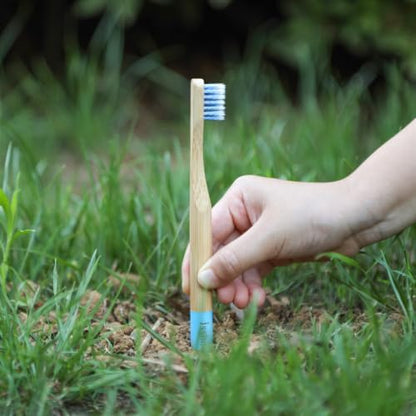 Isshah Biodegradable Bamboo Kids Toothbrush - Spiral Soft Bristles - 6 Pack