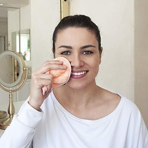 Eurow Reusable Makeup Remover Cloths, Soft Microfiber Face Towels for All Skin Types, Chemical-Free, Protective, Machine Washable, Gentle & Effective Facial Cleansing, 5"x5", Coral, 10-Pack