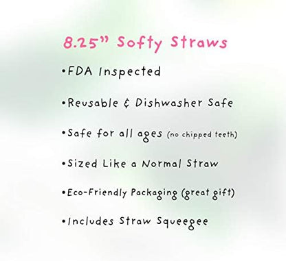 Silicone Straws - Slender Size BPA Free Non-Rubber Silicon Reusable Drinking Straws for Stainless Steel 20 oz Yeti Tumbler - Flexible, Chewy, Bendy & Safe for Kids/Toddlers
