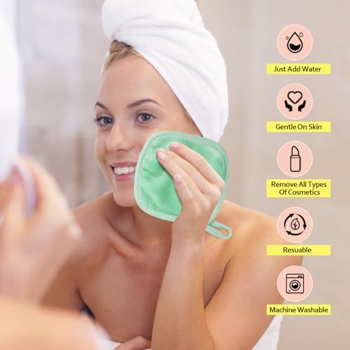 HOMEXCEL Makeup Remover Cloth 12 Pack Reusable Makeup Remover Pads Washable
