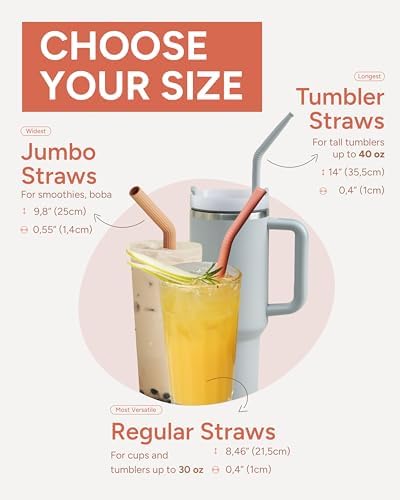 Nightingale Reusable Silicone Straws - Bendy Drinking Straw with Cleaning Brush - Collapsible and Bendable Travel Straw for Kids - Dishwasher Safe, Food-Safe - Set of 6 (Oak Multi)