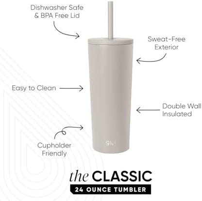 Simple Modern Iced Coffee Tumbler, Insulated | 24oz | Beige