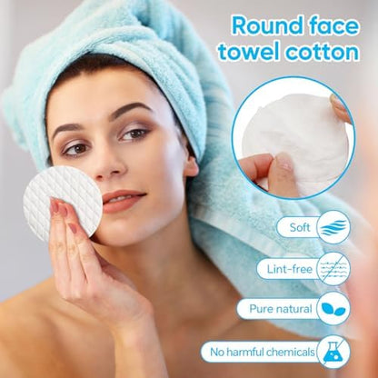 Premium Cotton Rounds（120 Count， Pack of 2 - Cotton Pads for Face, 100% Cotton Makeup Remover Pads, Soft and Lint-Free, for Removing Makeup, Nail Polish