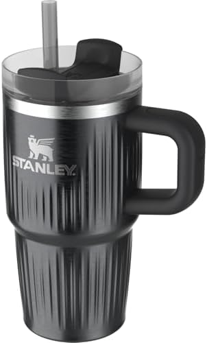 STANLEY Quencher H2.0 Tumbler with Handle and Straw 20 oz | Flowstate 3-Position Lid | Cup Holder Compatible for Travel | Insulated Stainless Steel Cup | BPA-Free | Fluted Black