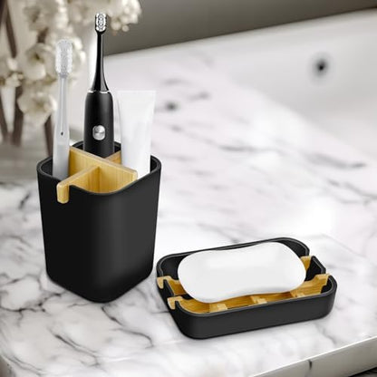 Toothbrush Holders and Soap Holder Set, Bathroom Accessories Countertop