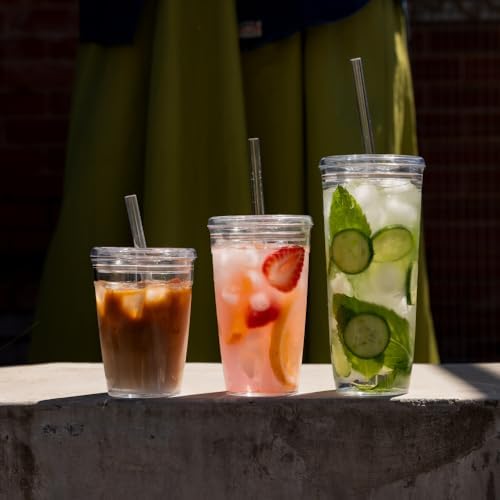 KeepCup Cold Cup - Clear Plastic, Reusable Ice Coffee Tumbler with Lid and Straw - Tall 12oz (340ml)