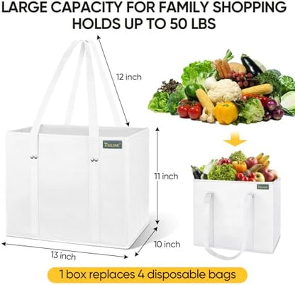 BALEINE 3PK Reusable Grocery Bags, Heavy Duty Shopping Tote Bag