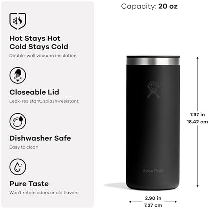 Hydro Flask Travel Coffee Cup – Insulated Stainless Steel, Non-Spill, Leak Proof To-Go Tumbler 20 Oz Mermaid Green