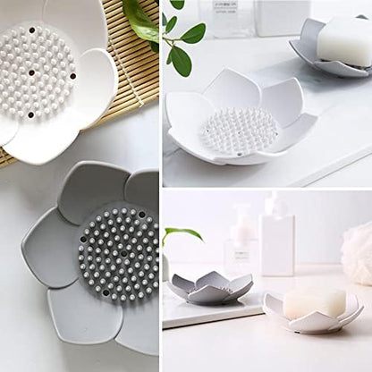 2 Pack Silicone Soap Tray Dishes Soap Holder Saver Draining Bathroom Shower Sink Bathtub