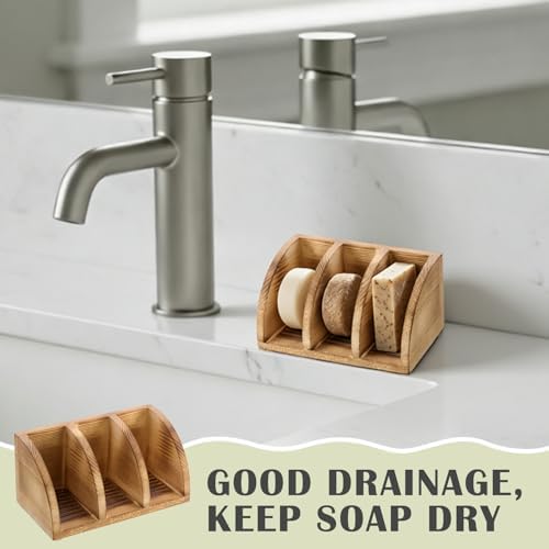 Shampoo Bar Holder Multi Bar Soap Dish, Wooden, 6.3 x 3.3 x 3.1 Inch