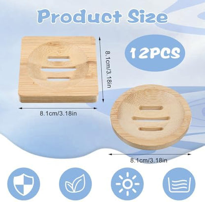 20Pcs Bamboo Soap Dishe 3 Inch Wooden Soap Tray Soap Holder Bar Soap Holder