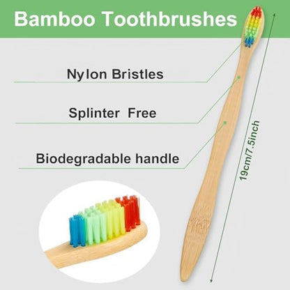 Boao 40 Pieces Bamboo Toothbrushes Charcoal Toothbrush Bamboo Toothbrushes with BPA-Free Nylon Bristles(Multi-Color)