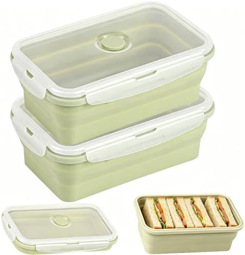 Collapsible Food Storage Containers with Airtight Lid & Vent Valve, 40.5oz