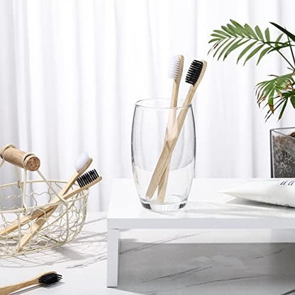 Vesici 400 Pcs Bamboo Toothbrushes Bulk, Black, White