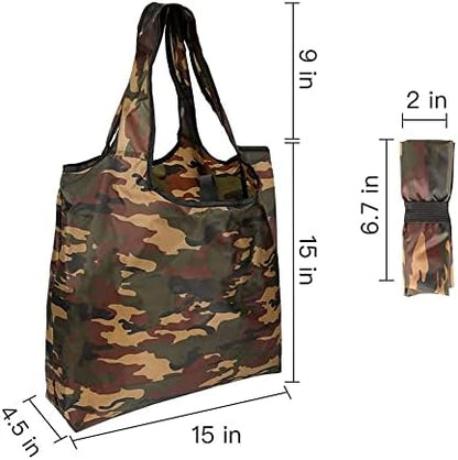 Aricsen 15x4.5x15 Inch Camo Reusable Shopping Bags with Handles, 20 Pack