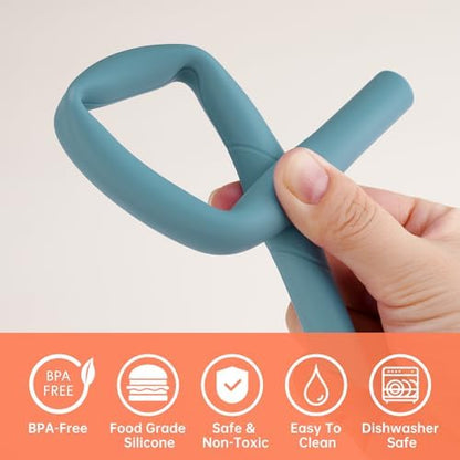 NiHome 6 PCS Extra Wide Reusable Bent Silicone Straws for Boba & Smoothies