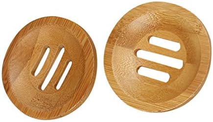 2pcs Bamboo Soap Dish Soap Tray,Round Bath Holder Bamboo Dish for Shower Wood Holder Saver Container Bathroom Storage Case for Bathroom Toilet Kitchen Hotel