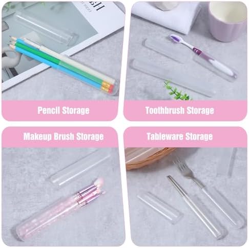 8 PCS Clear Toothbrush Travel Holder, Dust-Proof 7.8”×0.8“ Clear Tooth Brush Travel Case, Portable Tooth Brush Case Travels Storage for Family, Business Trips and Camping