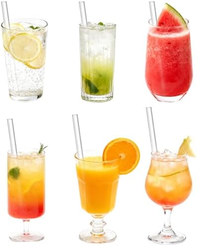 7-Inch Reusable Clear Drinking Straws, for 8/10/12 oz Kids' Cups, Coffee, Juice, Wine Tumblers, Jars, BPA-Free, Size: 7" x 10mm, Includes 8 Tritan Plastic Straws and 2 Cleaning Brushes