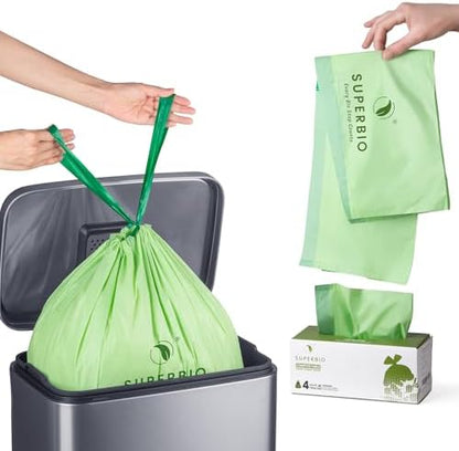 SUPERBIO 4 Gallon Compostable Drawstring Food Scrap Bags