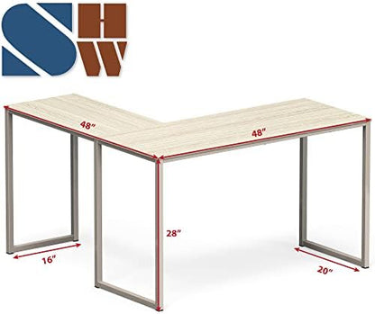SHW Mission 48 x 48 L-Shape Home Office Computer Desk, Maple