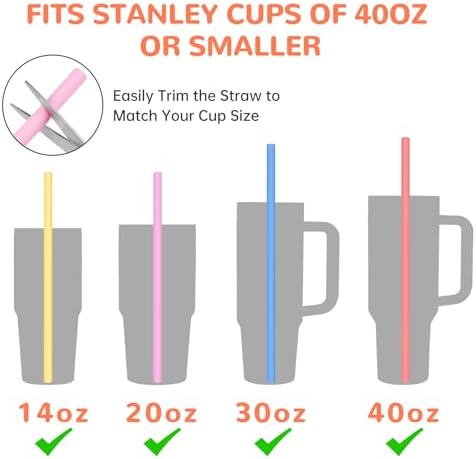 Tomorotec 15PCS Silicone Drinking Straws Fit for Stanley 40oz 30oz Tumbler