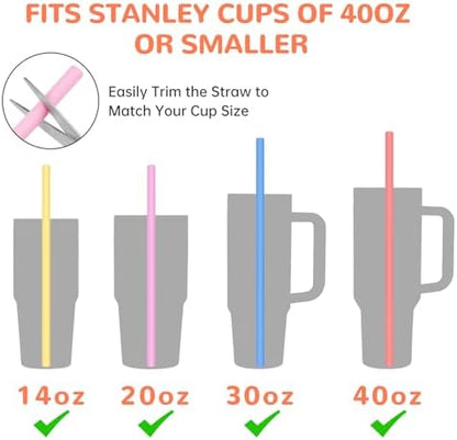 Tomorotec 15PCS Silicone Drinking Straws Fit for Stanley 40oz 30oz Tumbler