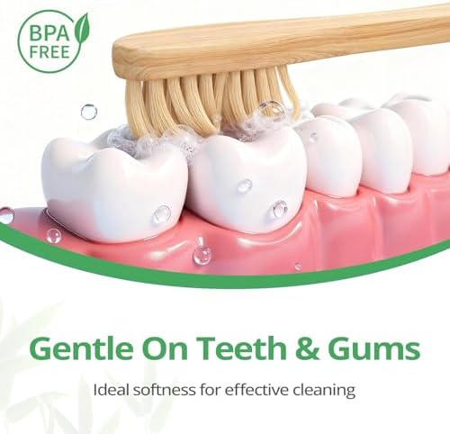 GENKENT Bamboo Toothbrushes 12 Pack BPA Free Soft Bristles Toothbrush
