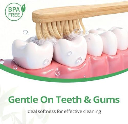 GENKENT Bamboo Toothbrushes 12 Pack BPA Free Soft Bristles Toothbrush