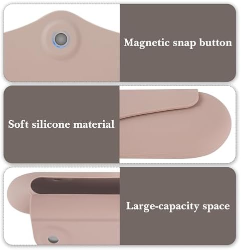 Linkidea Manual Toothbrush Travel Case with Magnetic Snap, Compatible with Colgate ExtraClean, Oral-B CrossAction Toothbrush, Portable Silicone Protective Box (Khaki)
