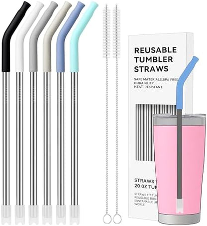 20 oz Straight Metal Straws with Silicone Tip for 20 oz Tumbler