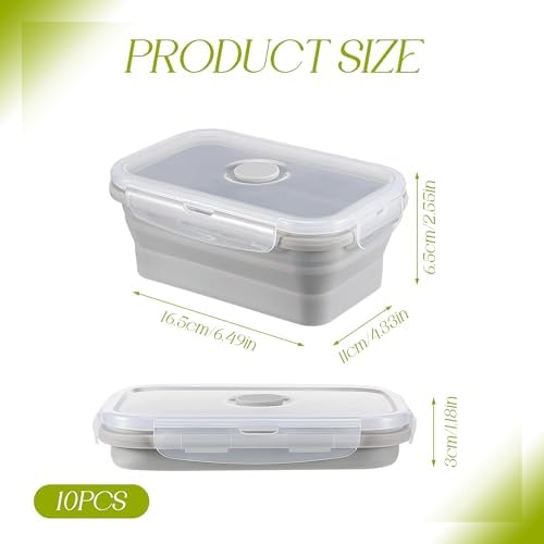 10Pcs Silicone Collapsible Food Storage Containers with Airtight Lids,17oz