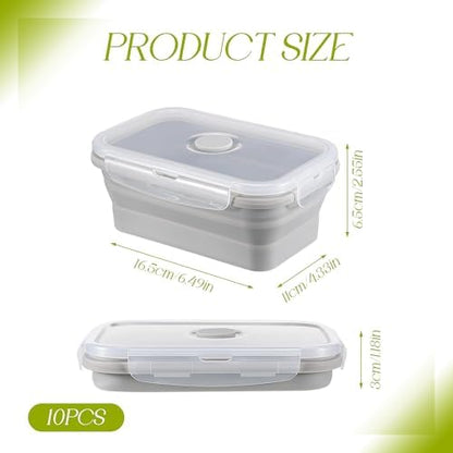 10Pcs Silicone Collapsible Food Storage Containers with Airtight Lids,17oz