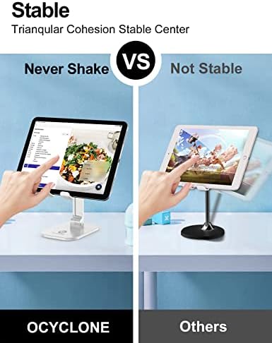 OCYCLONE Phone Stand, Adjustable Height and Angle Foldable Cell Phone Stand Holder for Desk, Taller iPhone Stand Compatible with 4.7"-13" Smartphones iPad Tablet, White