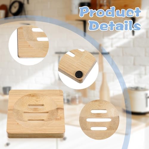 20Pcs Bamboo Soap Dishe 3 Inch Wooden Soap Tray Soap Holder Bar Soap Holder