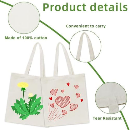 HECTOLIFE 6/12/24/48/ 96 Pack Canvas Tote Bags,Reusable Blank Canvas for Shopping Bags