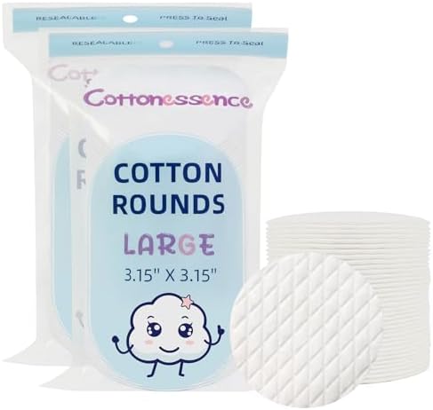 Premium Cotton Rounds（120 Count， Pack of 2 - Cotton Pads for Face, 100% Cotton Makeup Remover Pads, Soft and Lint-Free, for Removing Makeup, Nail Polish