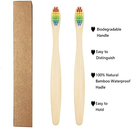 SEVENHEAD 10 PCS Kids Bamboo Toothbrushes Soft Bristles Wooden Toothbrushes, Natural Biodegradable BPA Free Eco Friendly Toothbrushes Colorful