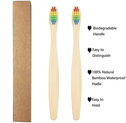 SEVENHEAD 10 PCS Kids Bamboo Toothbrushes Soft Bristles Wooden Toothbrushes, Natural Biodegradable BPA Free Eco Friendly Toothbrushes Colorful
