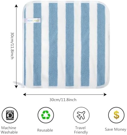 SINLAND Microfiber Facial Cloths Fast Drying Washcloth 12inch x 12inch Absorbent Face Wash Cloth Soft Makeup Remover Cloths