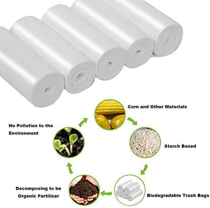 8 Gallon Compostable Trash Bags Inwaysin Tall Kitchen Garbage Bags Recycling Unscented Strong Wastebasket Bin Liners Medium Trash Can Liners for Bathroom,Bedroom,Office,Car (White)