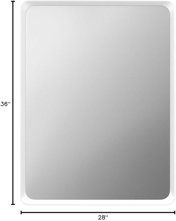 28x36 Brushed Silver Mirror for Bathroom, Nickel Silver Metal Framed Vanity