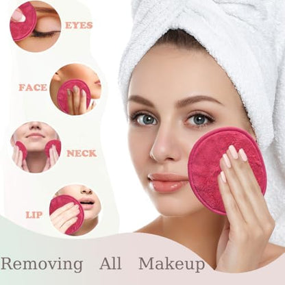 Large Reusable Makeup Remover Pads Face Cleaning Pad 5"x 5" Pink 12 Pack