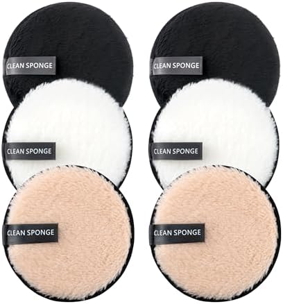 BlingKingdom 6 PCS Reusable Makeup Remover Pads, Facial Cleansing Cloths